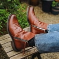 thumbnail image 4 of Chelsea Boots High Top Vintage PU Leather Round Toe Flat Short Boots Hiking Boots Work Boots, 4 of 6