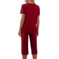 thumbnail image 7 of Lounge Sets for Women 2 Piece Short Sleeve V Neck Tops and Capri Pants Loose Fit Pj Set Loungewear, 7 of 7