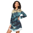 thumbnail image 3 of FORMRS Womens Long Sleeve Nightgowns Crew Neck Sleep Shirt Soft Pajamas Sizes S-3XL, Blue Mountains, 3 of 8