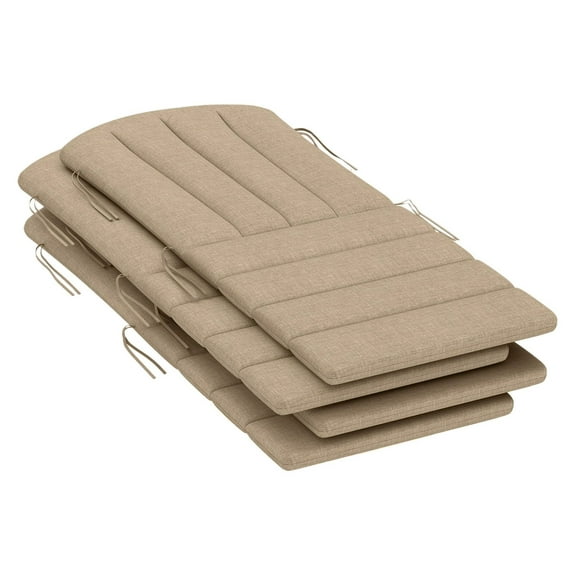 Adirondack Chair Cushions Set of 4, High Back Outdoor Patio Cushions - Beige, 25D Foam, Non-Slip Straps