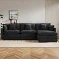 thumbnail image 2 of Domicare Modern 3 Seater Sectional Sofa with Ottoman, Sofas for Living Room, Living Room Furniture，Dark Grey, 2 of 9