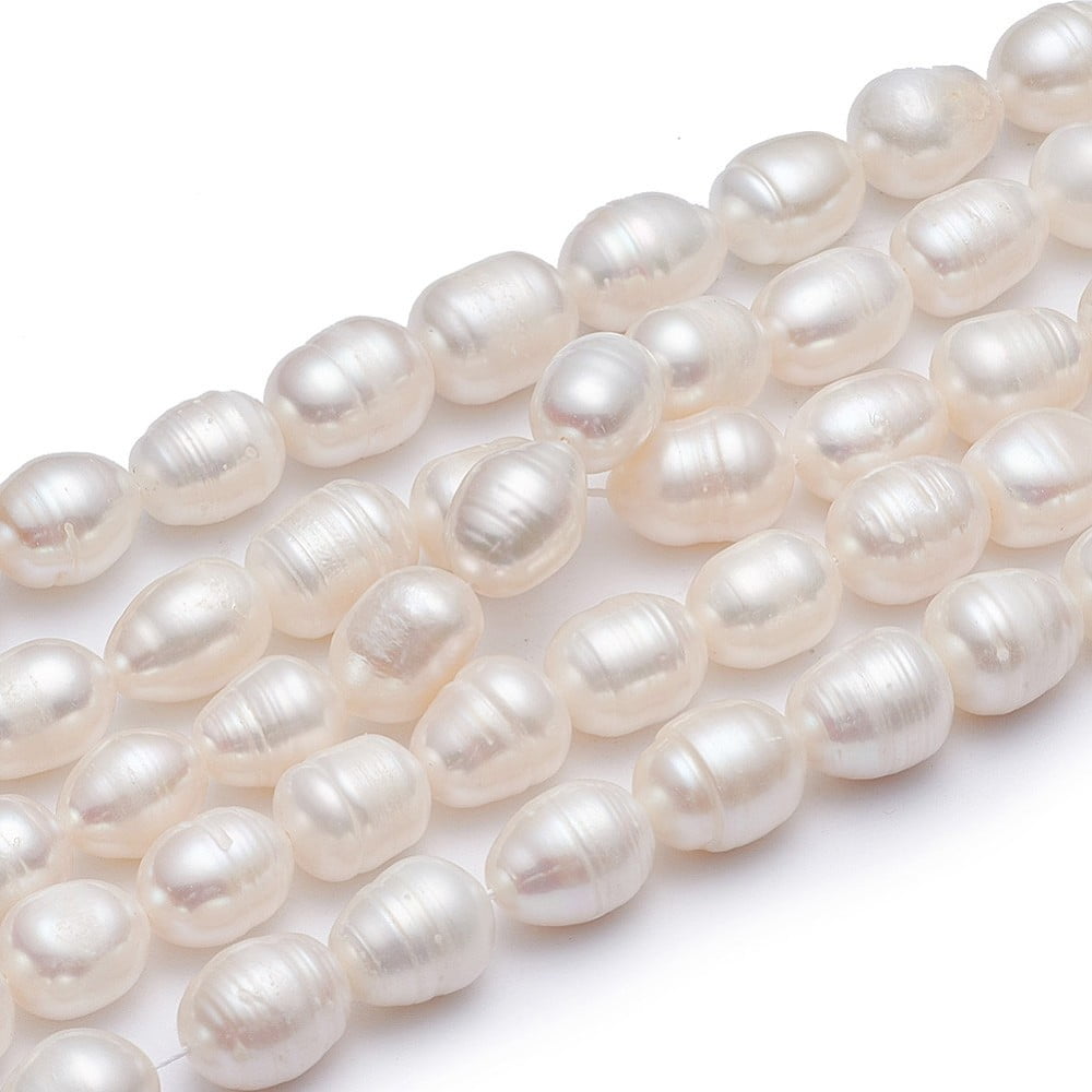 Natural Cultured Freshwater Pearl Beads Strands Rice Natural color White 10~11mm Hole: 0.8mm 28~29pcs/strand 13.58 inch(34.5cm)