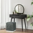 thumbnail image 4 of Square Storage Ottoman Vanity Stool with Storage Velvet Footstool Makeup Vanity Chair Padded Seat Small Ottoman Foot Rest for Living Room Bedroom Dorm Entryway, Colorful Black, 4 of 7