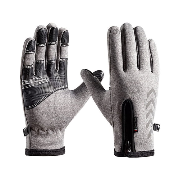 CheerKidz Winter Ski Gloves for Women Men Thermal Insulated Touchscreen Windproof Gloves Reflective Zipper for Cycling Driving Snowboarding Outdoor Cold Weather Activities(Gray#3,Free Size)