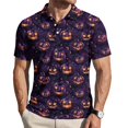 thumbnail image 2 of Halloween Shirts for Men Pumpkin Bat Graphic Henley Horror Tees Witch Hat Print Short Sleeve Funny Fashion T Shirt 2XL, 2 of 5