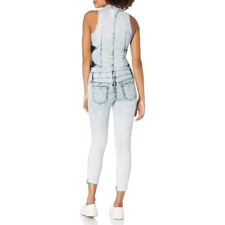Fit Sleeveless White Party Denim Overall Jumpsuit Full Body Skinny Jeans  for Juniors Size 7/8 