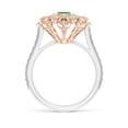thumbnail image 2 of ANGARA Natural Vintage Inspired Emerald Floral Halo Ring with Milgrain in 14K White & Rose Gold for Women (Size-5.5mm) | May Birthstone, Anniversary, Jewelry Gift for Women | Natural Emerald Ring, 2 of 10