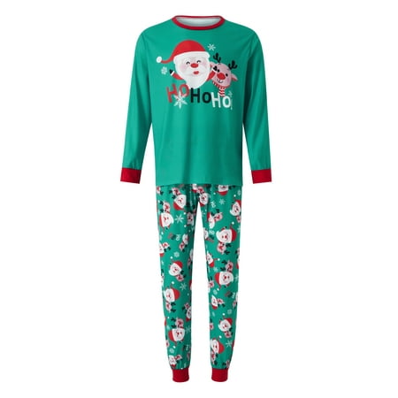 

Gureui Family Christmas Matching Pajamas Set Cartoon Santa Claus Print Long-Sleeve Round Neck Pullover Tops + Elastic Waist Pants Sleepwear Set for Aliday Party Home wear Fall Winter Outfit