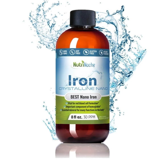 NutriNoche Liquid Iron Supplement 30 ppm Ultra Pure Crystalline Gluten-Free Vegan 8 Ounces