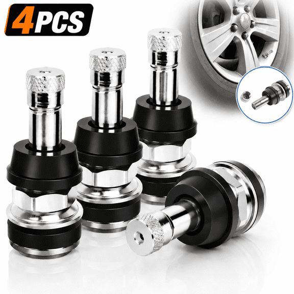 Emlimny 4 Pack TR416 Style Metal Tire Valve Stems, Premium Chrome Plated Brass Valves for Tubeless Tires, Fits 0.453" & 0.625" Rim Holes, Silver, for Cars Trucks SUVs