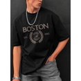 thumbnail image 1 of Regular Size Boston 1983 Print Crew Neck Short Sleeve Men's Comfortable Versatile Tee for Summer Daily Wear, Casual Sporty Tee, Summer Gifts, 1 of 7