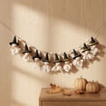 thumbnail image 4 of Ktlvex Vintage Halloween Ghost Garland Rustic Fabric Ghost Hanging Banner with Wood Beads Hanging Halloween Decor for Mantel Fireplace Party Home Wall Decorations (Pink), 4 of 5
