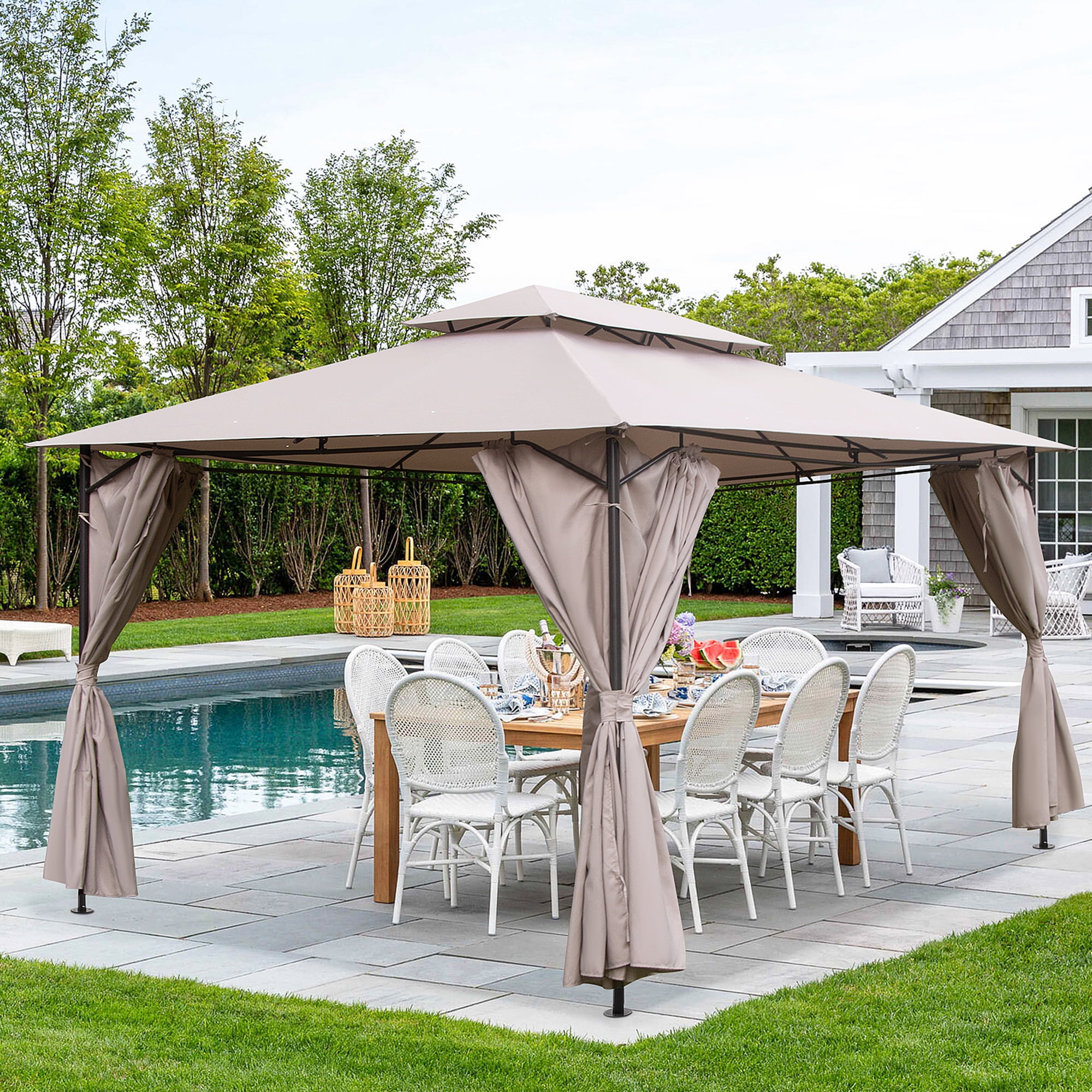 Outdoor Patio Gazebos and Canopies, 13 x 10ft Gazebo Tent with