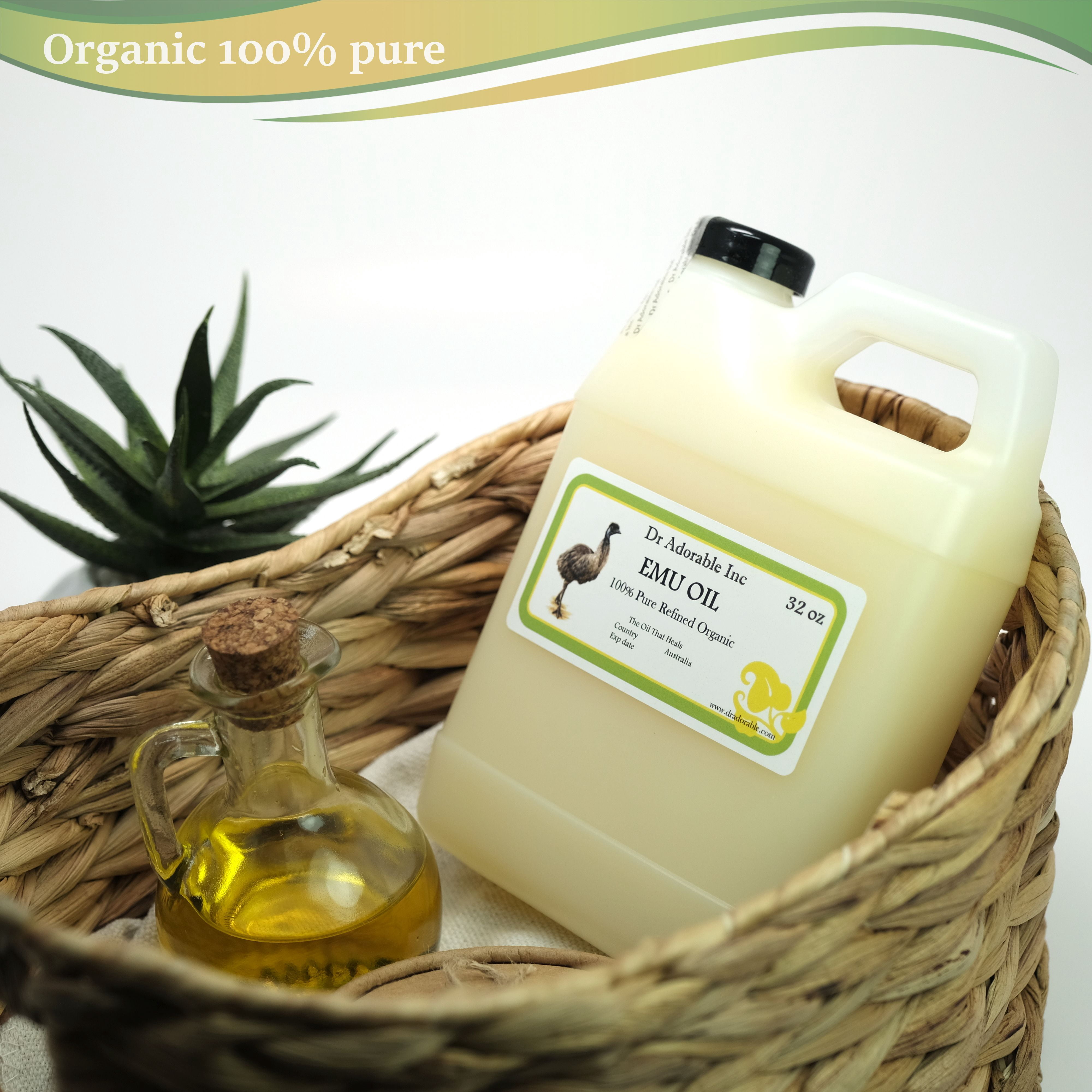 Dr Adorable - 32 oz - Australian Emu Oil - Triple Refined 100% Pure Organic Moisturizing Oil For Face Skin Hair