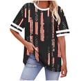 thumbnail image 2 of WPPGONE USA T Shirt for Women Plus Size Crewneck Short Sleeve Summer Casual Loose Fit Patriotic Tops 4th of July Graphic Tee American Flag Stars Stripes Red White and Blue Outfits, 2 of 7