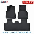 thumbnail image 2 of 3D All-Weather LHD RHD Striped Floor Mats for Tesla Model Y 5 Seat 2024 2021 2022 2023 Custom Fit XPE Car Trunk Mat Floor Liners, 2 of 7
