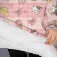 thumbnail image 3 of Oversized Wearable Blanket Hoodie,Pink Cow Dessert Bow Pattern Sherpa Blanket Hoodie with Super Pockets,Super Warm Fuzzy Pullover for Women & Men, 3 of 6