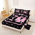 thumbnail image 2 of Erosebridal Black Pink Bow Full Size Sheets for Girls, Cartoon Letter M Bed Sheets, 4pcs, 2 of 5