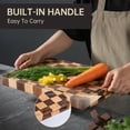 thumbnail image 5 of Cutting Boards for Kitchen, Large Acacia Wood Chopping Board, Thick Checkered Cutting Board with Juice Grooves & Handles, Charcuterie Board Butcher Block with Gift Box, 16" x 11" x 1.4", 5 of 9