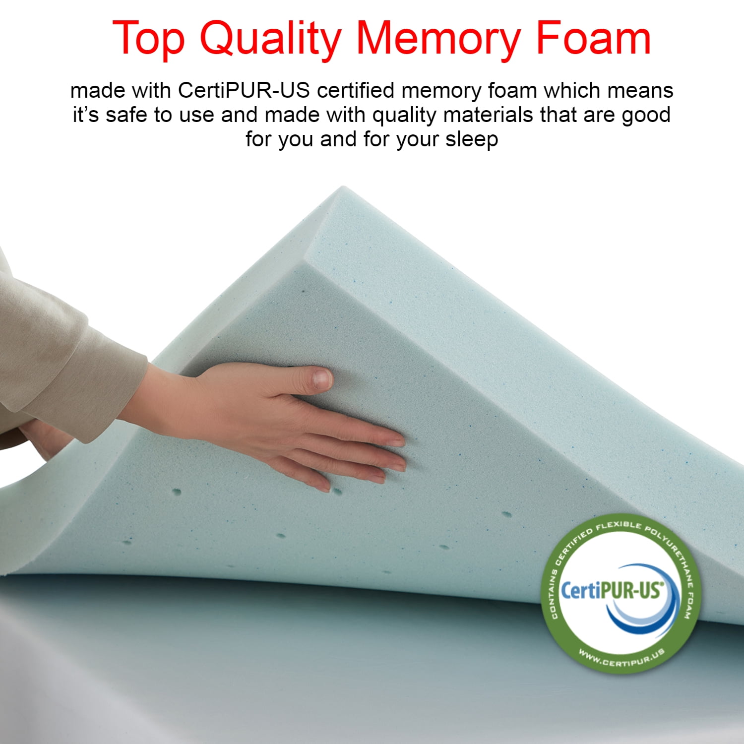 Empyrean Bedding 2" Cooling Gel Infused Memory Foam Mattress Topper, Twin-XL