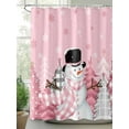 thumbnail image 3 of Pink Snowman Christmas Waterproof Fabric Shower Curtain,Winter Snowflake Xmas Tree Pink Grey Plaid Shower Curtain for Bathroom Curtains Bathtubs Hotel Shower Curtains with 12 Hooks Long 72x78in, 3 of 6