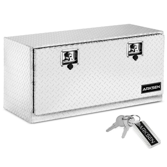 ARKSEN 36" Truck RV Aluminum Diamond Plate Tool Box Underbody Trailer Storage With T-Handle Latch Key, Silver