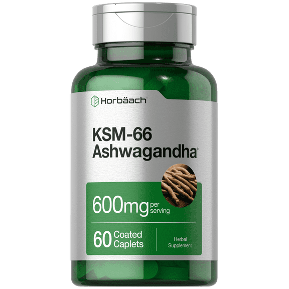 KSM-66 Ashwagandha 600mg | 60 Caplets | Vegan Supplement for Men and Women | by Horbaach