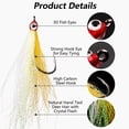 thumbnail image 3 of OROOTL Fishing Bucktail Teaser Hooks,5pcs Saltwater Fishing Teaser Lures with Bucktail Crystal Flash Skirt Big Eyes Fluke Flounder Rig Fishing Jig Hooks, 3 of 7