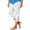 White, variant on Ghalytn Plus Size Capri Leggings Women L-5XL, Elastic Waist Cropped Pants with Lace Hem