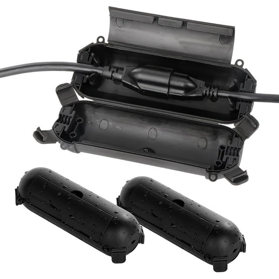 [3 Pack] Outdoor Extension Cord Safety Cover with Waterproof Seal, Weatherproof Electrical Connection Box to Protect Outdoor Outlet, Plug, Socket, Christmas Holiday Decoration Light, Black