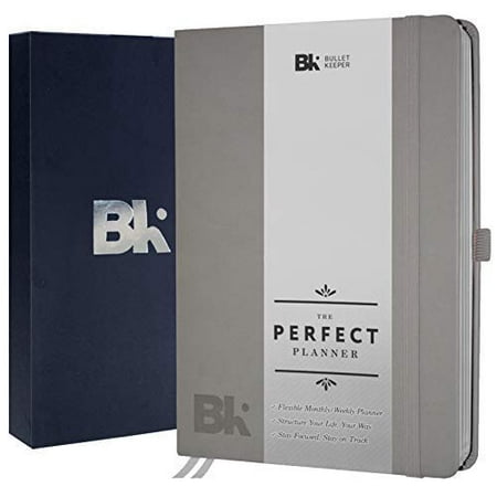 12 Month Wall Planner Undated Planner 2019-20 Daily Weekly Monthly Non-Dated Organizer- 12 Month Productivity Agenda by Bullet Keeper. A5 Dark Gray Leather Hardcover ()