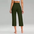 thumbnail image 4 of Cotton Capris for Women Loose Fit Casual Summer Pants Fashion Comfortable Capris Loose Capris Womens Trousers Wide Waistband Wide Leg Pull On Pants Stretchy Work Pants Elastic Waist Blackish Green L, 4 of 9