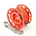thumbnail image 1 of Keep Diving Spool Reel Portable Solid Color Polyester Rope Reels Freediving Fishing Underwater Accessories with Double End Hook Orange Red 30m, 1 of 8