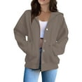 thumbnail image 2 of SHTXOZHI Women's Hoodies Long Sleeve Button Down Sweatshirts Fall Casual Jackets with Pockets, 2 of 6