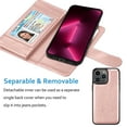 thumbnail image 4 of Wallet Case for iPhone 16 Pro Max Wallet Case 6.9" 5G (2024), [9 Card Slots] Luxury PU Leather Credit Holder Carrying Folio Flip [Detachable] Kickstand Magnetic Phone Cover & Lanyard [Rose Gold], 4 of 5