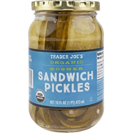 Pack of 3 - TJs Organic Kosher Sandwich Pickles 16 Fl Oz
