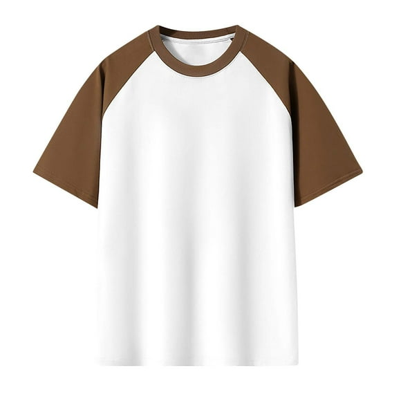 Men's Color Block Short Sleeve Raglan Tee for Casual Wear and Light Exercise