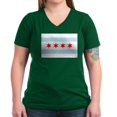 thumbnail image 1 of CafePress - Chicago Flag T Shirt - Women's V-Neck Dark T-Shirt, 1 of 4