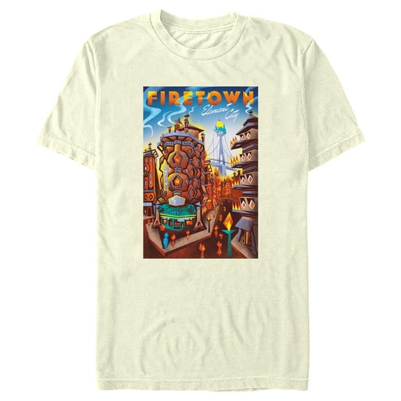 Men's Elemental Firetown Poster Graphic Tee Beige 2X Large