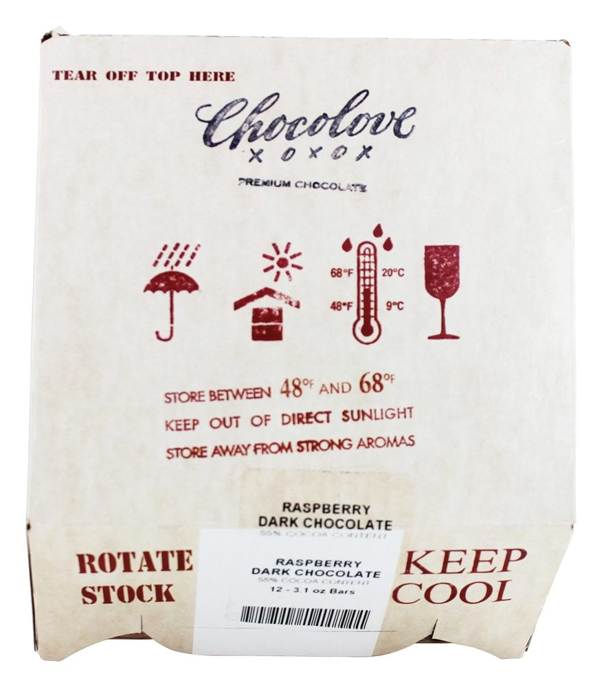 Chocolove - Dark Chocolate Bars Box Raspberries - 12 Bars