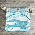 thumbnail image 3 of Ambesonne Vintage Airplane Quilted Bedspread Set 3 Pcs, South Antarctica, King Size, Sky Blue White, 3 of 3