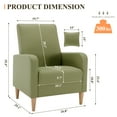 thumbnail image 2 of Single Sofa Armchair — Upholstered Lounge Seat with Removable Pillow and Sturdy Wood Legs, Green, 2 of 9