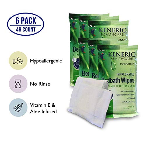 No Rinse Bathing Wipes, 6 Pack 48 Body Cleansing Cloths for After
