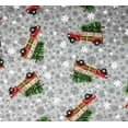thumbnail image 2 of 1/2 Yard - Christmas Tree Woody Station Wagon on Gray Cotton Fabric (Great for Quilting, Sewing, Craft Projects, Throw Pillows & More) 1/2 Yard X 44" Wide, 2 of 2