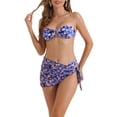 thumbnail image 1 of INSPIRAR CHIC Conjuntos de Bikini de Flores para Mujeres de 3 Piezas con Espalda Atada, Parte Inferior Triangular, Trajes de Baño en Púrpura Medio, 1 of 5