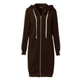 thumbnail image 5 of Women's Long Zip Up Hoodies Casual Fall Winter Light Tunic Sweatshirts Plus Size Hooded Jacket Coat with Pockets,Zipper Hoodies for Women Plain Sweatshirt, 5 of 8