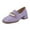 Purple, variant on XYD Women Classic Square Closed Toe Golden Chain Pearl Loafer Chunky Low Heel Office Walking Comfy Shoes Size 7 Green