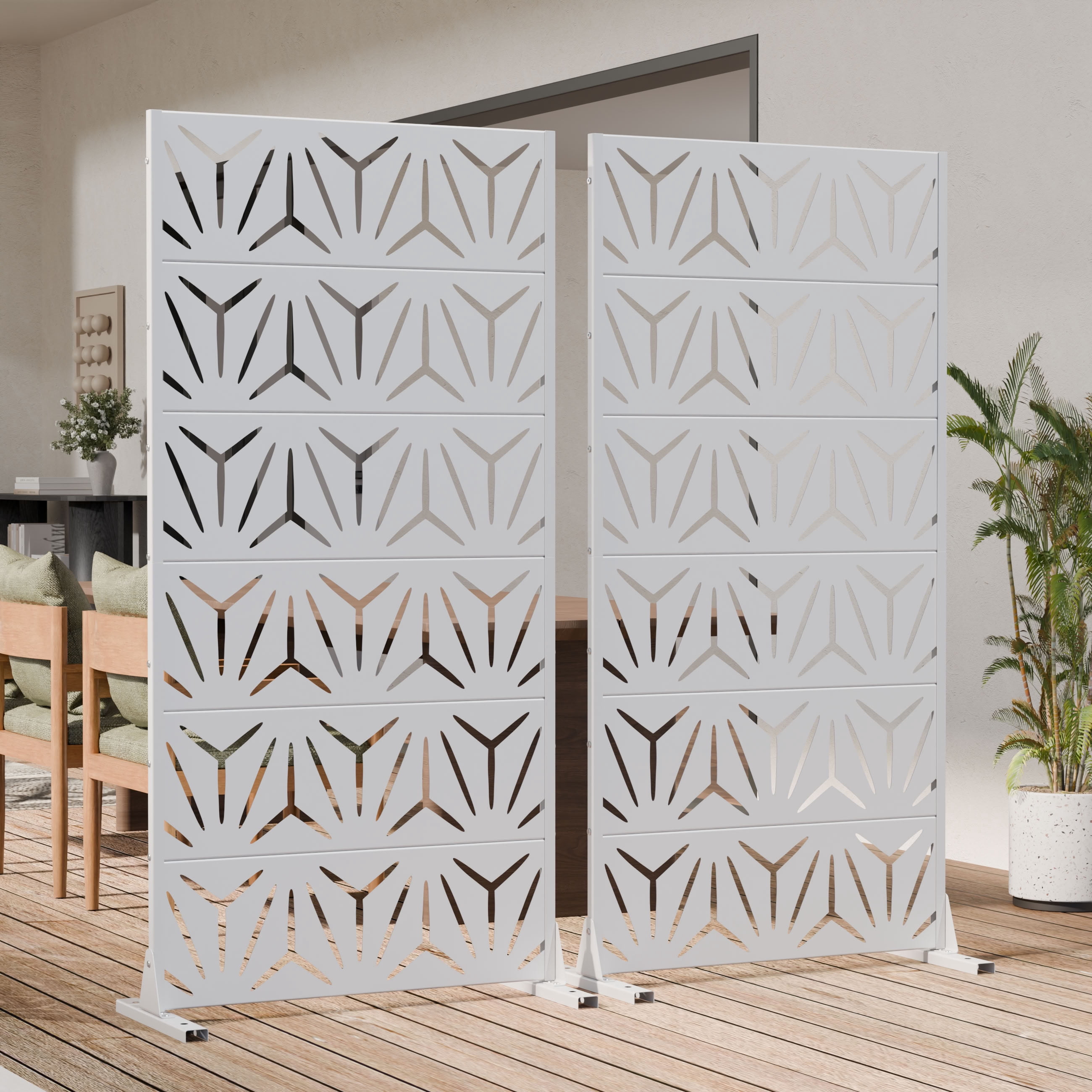 MAYEERTY 6 Panels Metal Outdoor Privacy Screen Garden Divider Patio Backyard Decorative Privacy Fence Panel, 72×35.4×15.7in