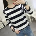 thumbnail image 6 of Women's Stripe Versatile Cotton Long Sleeve Sweatshirt, 6 of 12