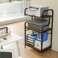 thumbnail image 4 of Gymax 3-Tier Rolling Printer Stand Home Office Large Printer Cart w/ Storage Shelves Rustic Brown & Black, 4 of 10
